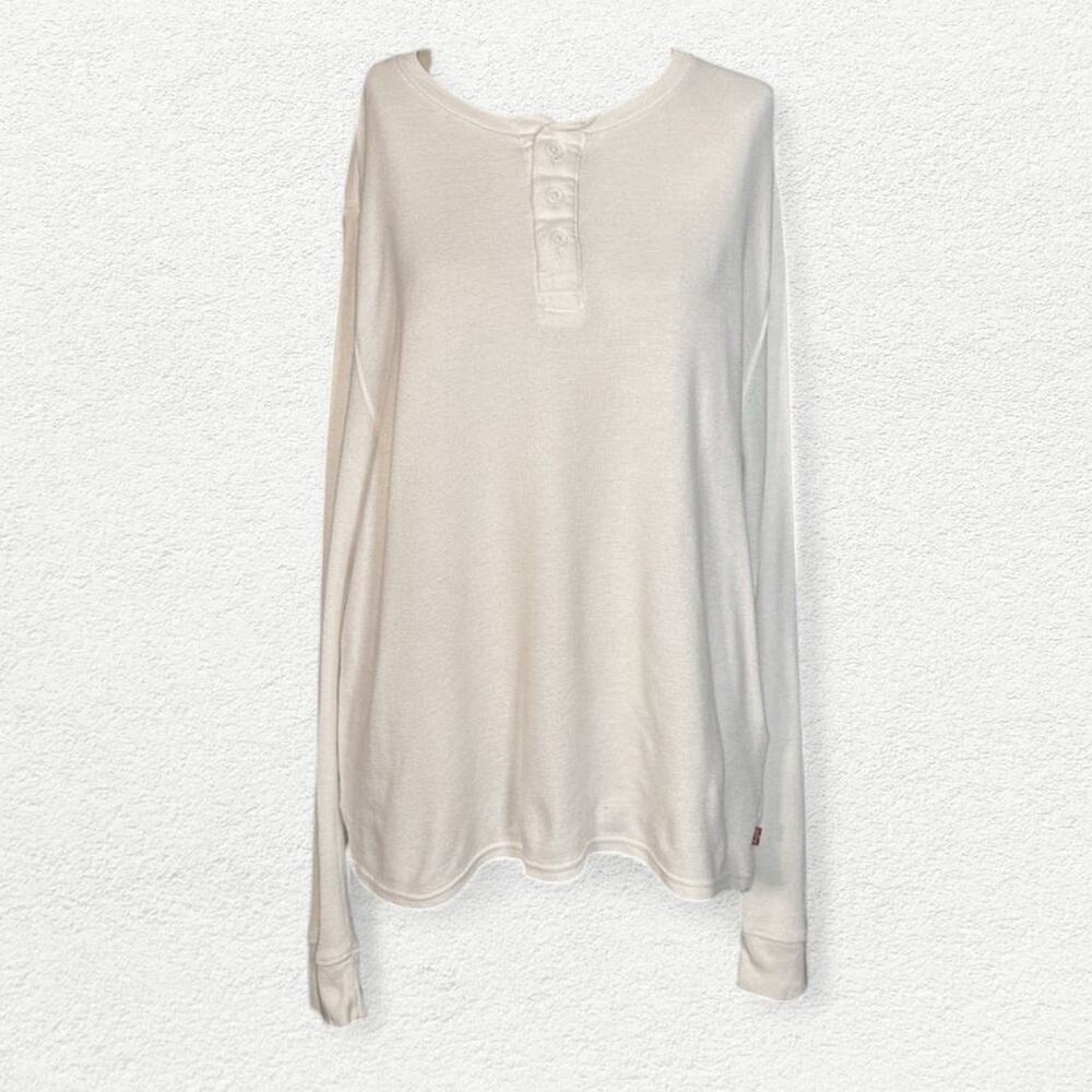 Levi's Long Sleeve Waffle Thermal Henley in White